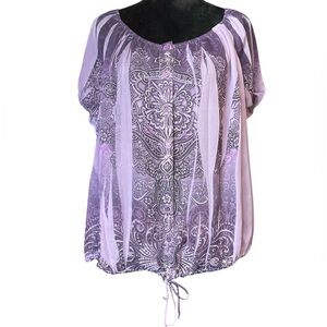 Cato Sheer Button Down Elegant Purple Women's Top